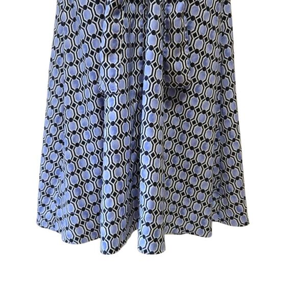 Ann Taylor Midi Shirt Dress Sz 4 Belted Short Sleeve Button Up Geometric Career - Picture 11 of 16